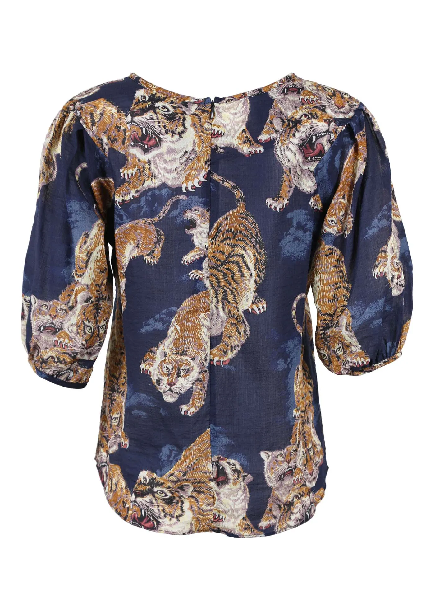 99 Tigers Blouse Blue in Seersucker