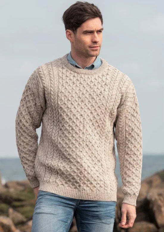 Aran Crew Neck Merino Sweater | Oatmeal