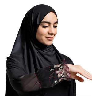 Arm Sleeve Covers with Floral Embroidery & Lace 1 pair Protect Abaya Cuffs