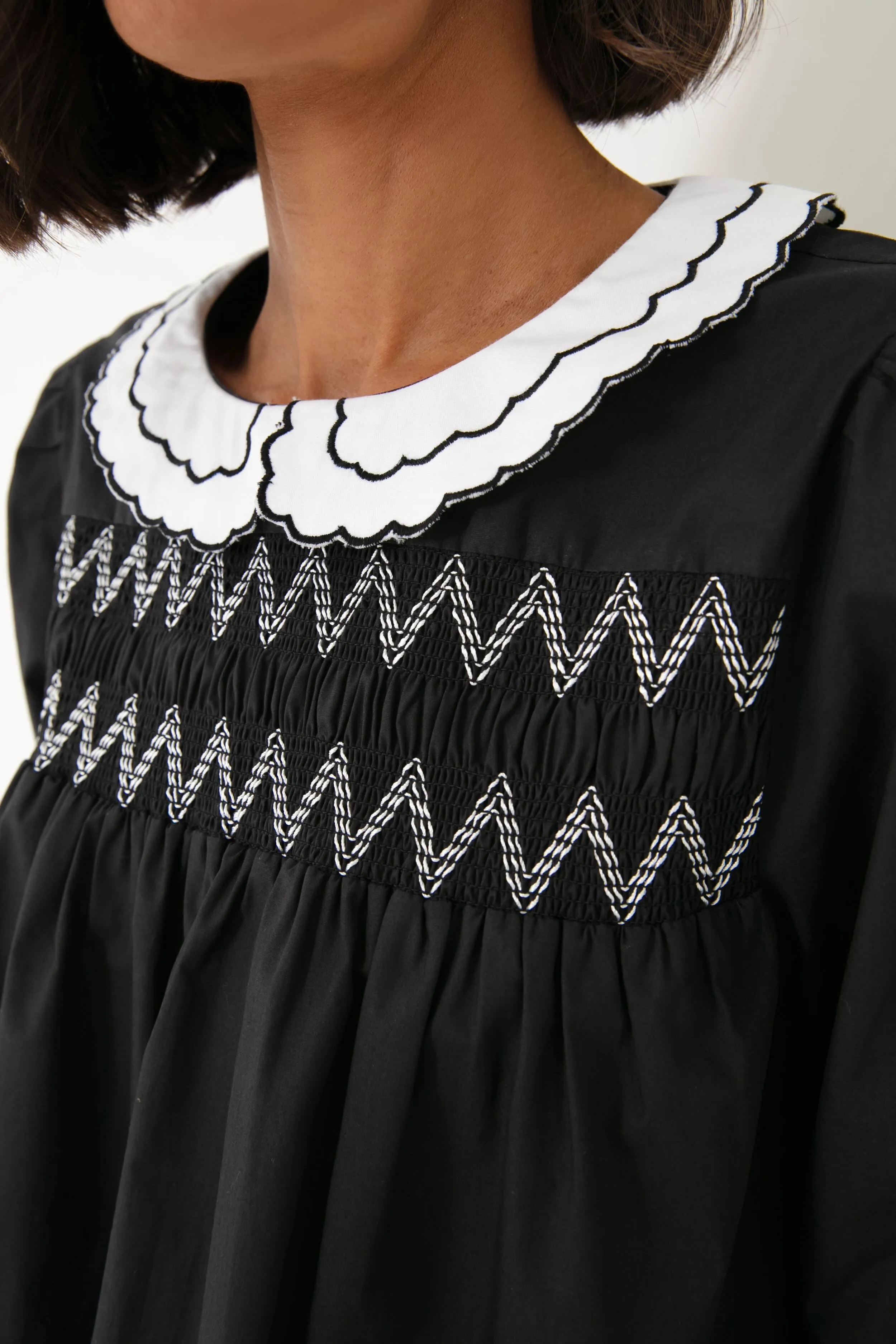 Black Smocked Blouse