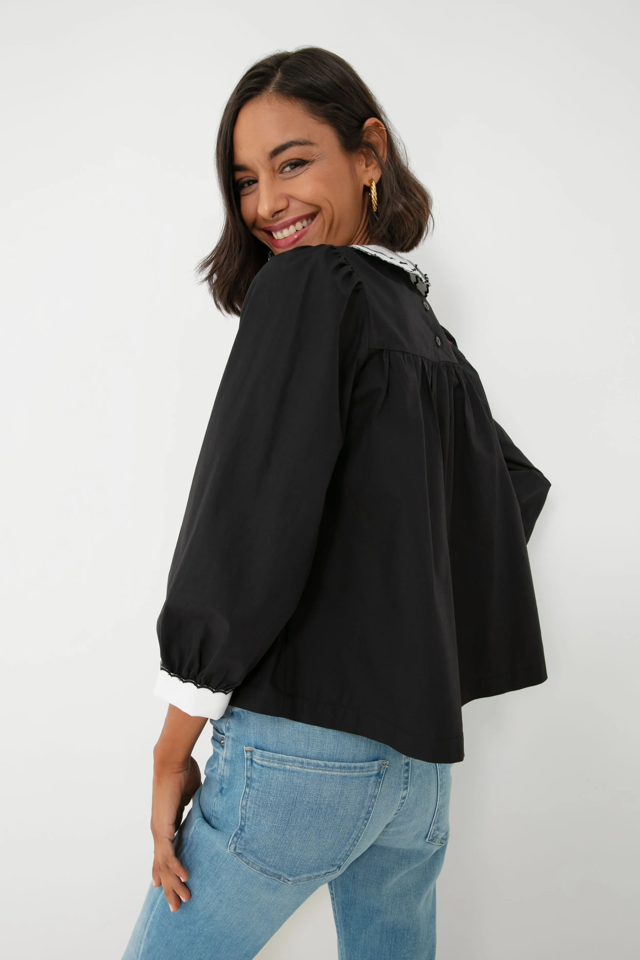 Black Smocked Blouse