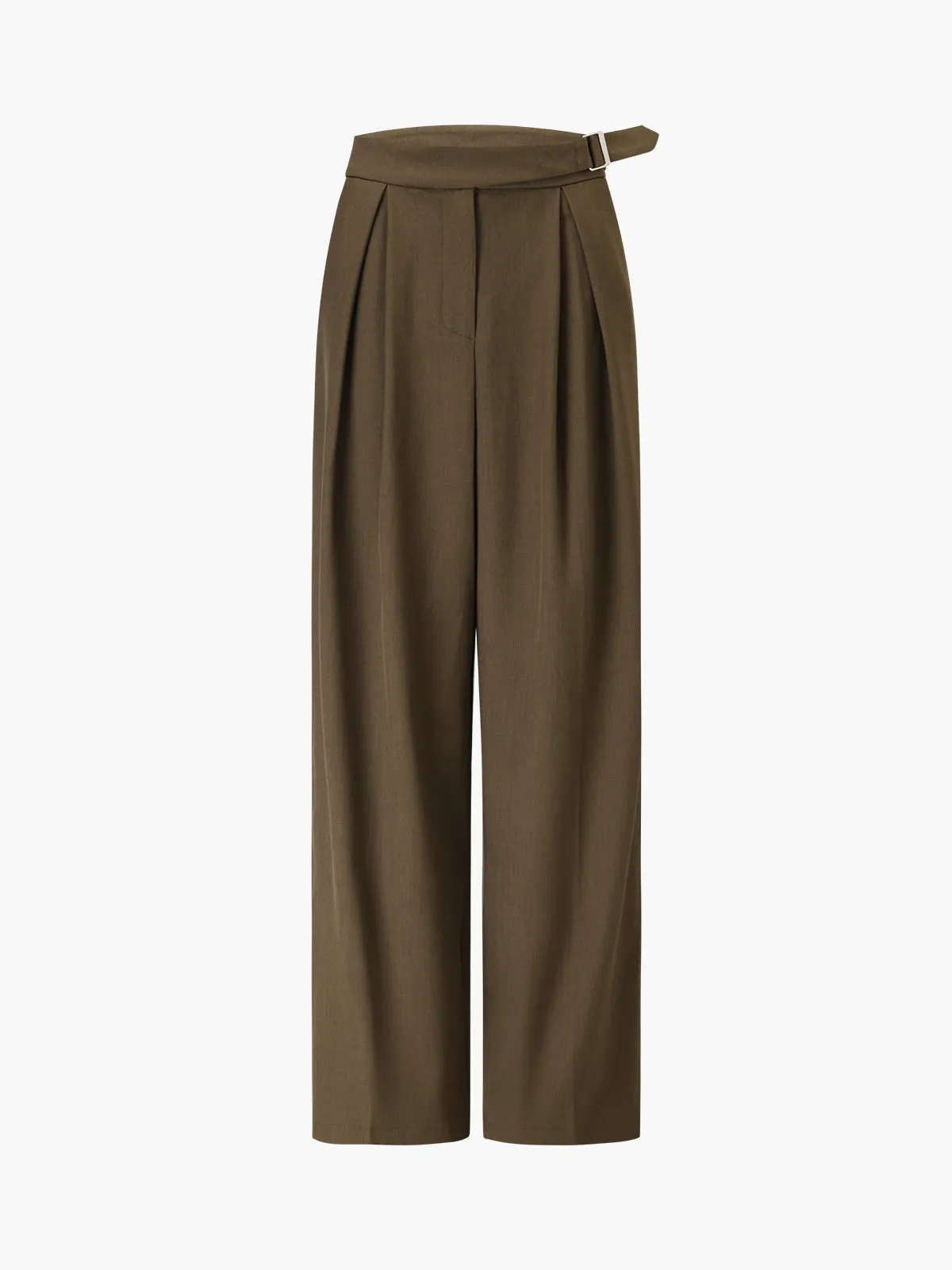 Business Casual Belted Trendy Straight Leg Dress Pants