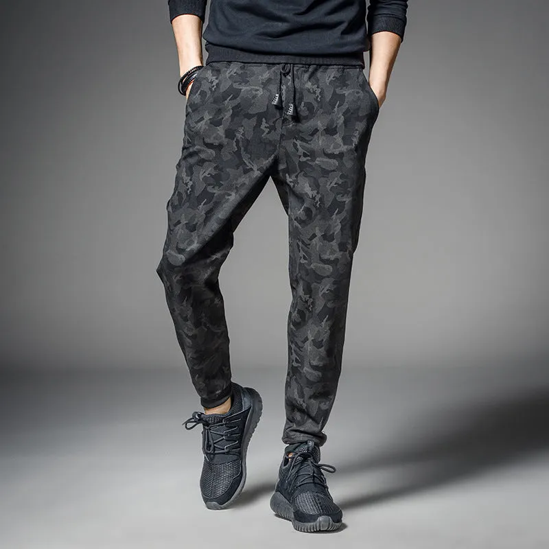 Camo Prints Trendy Elastic Waist Sporty Slim Fit Look Matching Pants