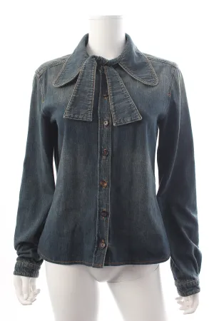 Chloe Denim Tie-Neck Blouse