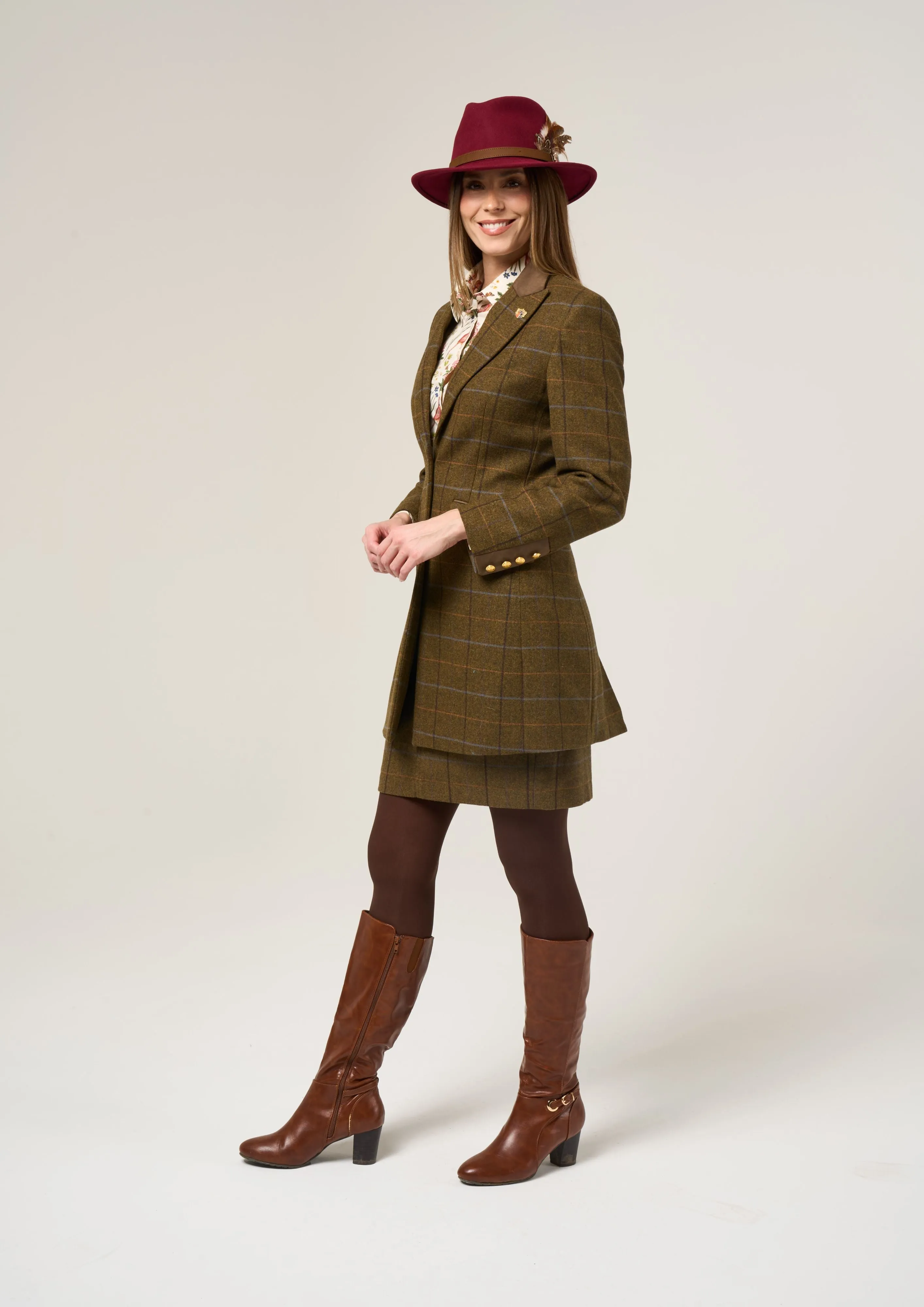 Combrook Ladies Mid-Thigh Coat In Hazel - Regular Fit