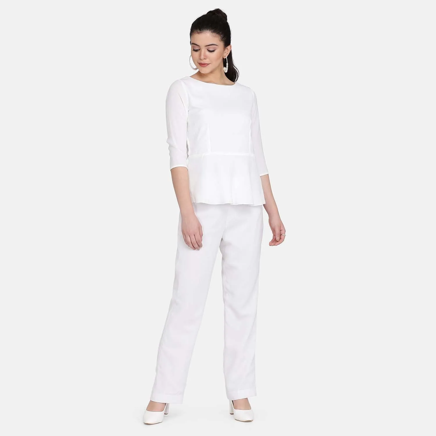 Comfortable Business formal White Elegant Pant Suit