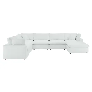 Commix Down Filled Overstuffed Vegan Leather 7-Piece Sectional Sofa White EEI-4922-WHI