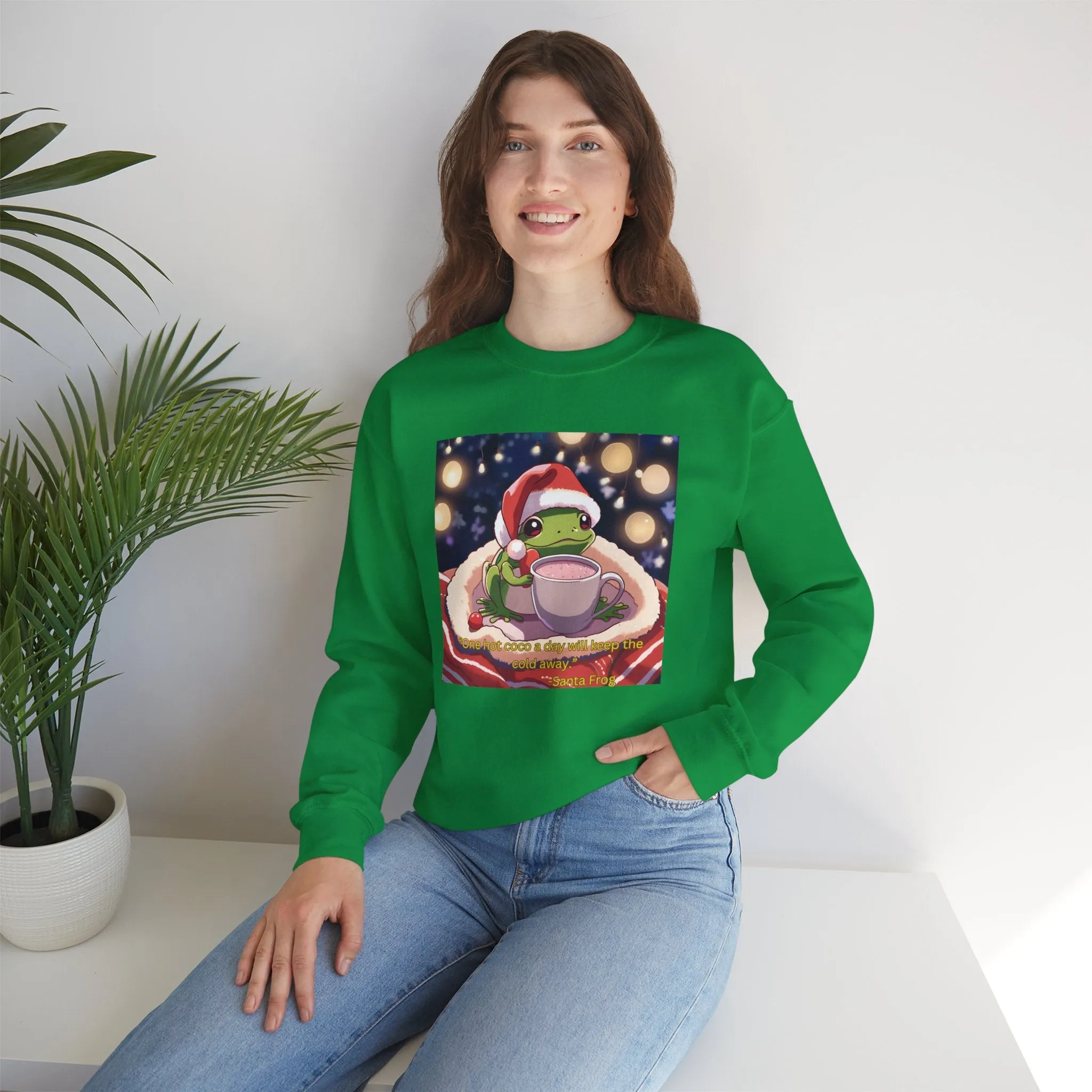 Cozy Holiday Frog Crewneck Sweatshirt - Unisex Christmas Sweatshirt with Cute Frog Design