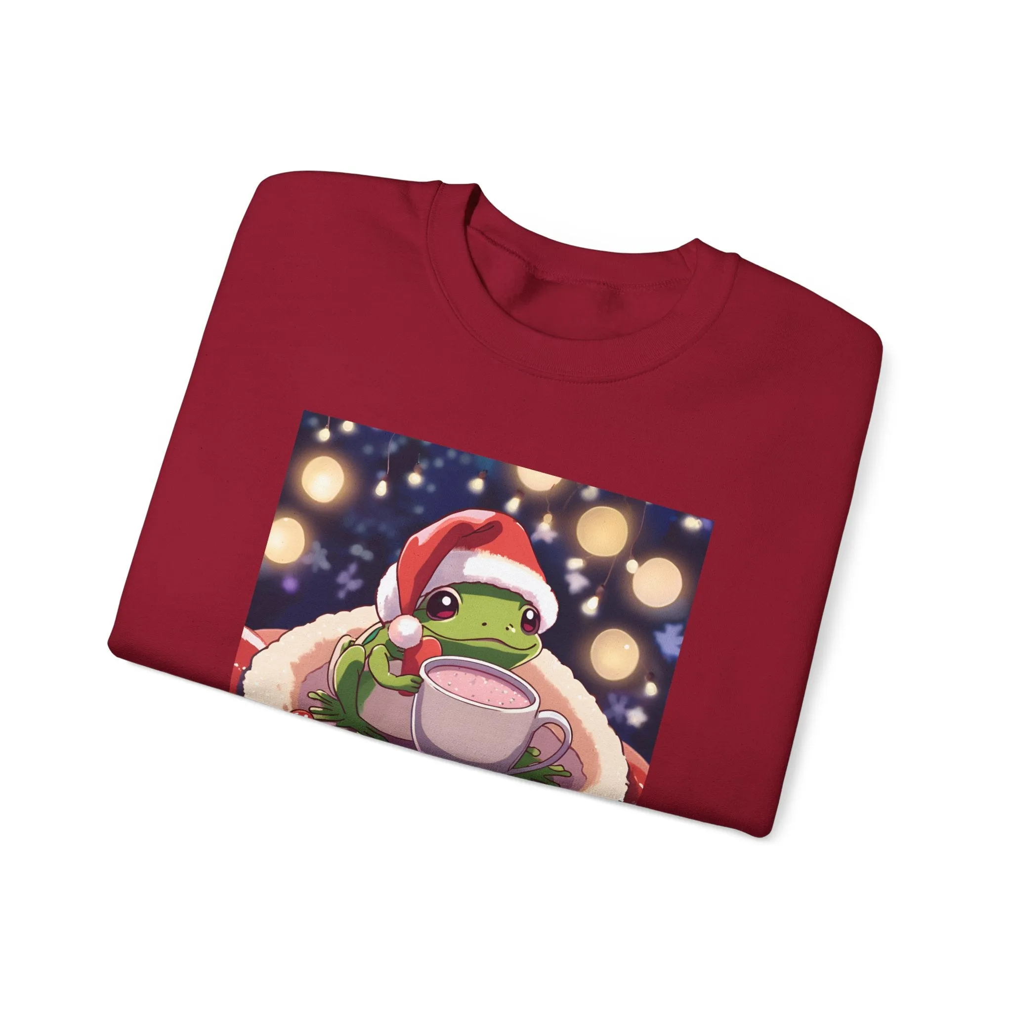 Cozy Holiday Frog Crewneck Sweatshirt - Unisex Christmas Sweatshirt with Cute Frog Design