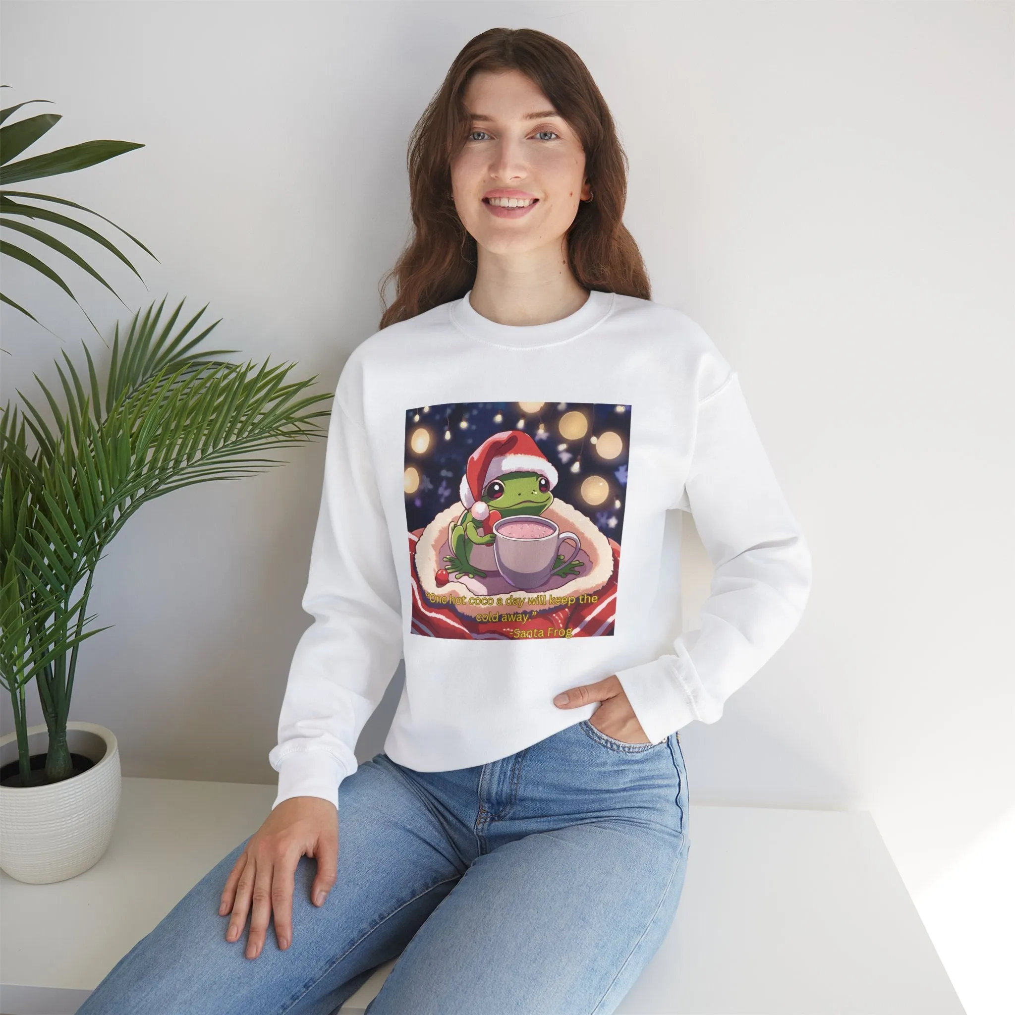 Cozy Holiday Frog Crewneck Sweatshirt - Unisex Christmas Sweatshirt with Cute Frog Design