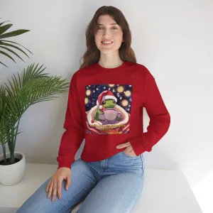 Cozy Holiday Frog Crewneck Sweatshirt - Unisex Christmas Sweatshirt with Cute Frog Design