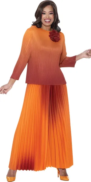 Divine Casuals 1782 - Orange - 2 pc Ombre Wide Leg Pant Set