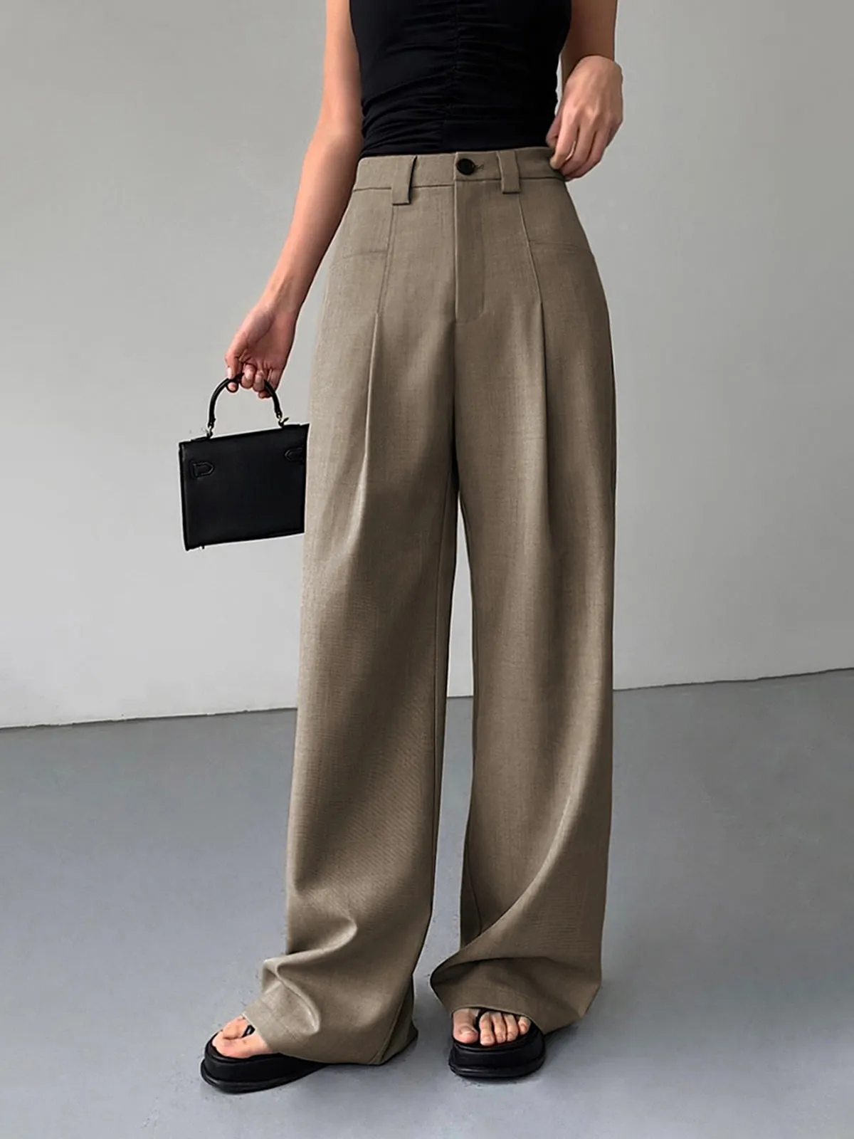 Divine Pleat Wide Trendy Leg Dress Pants