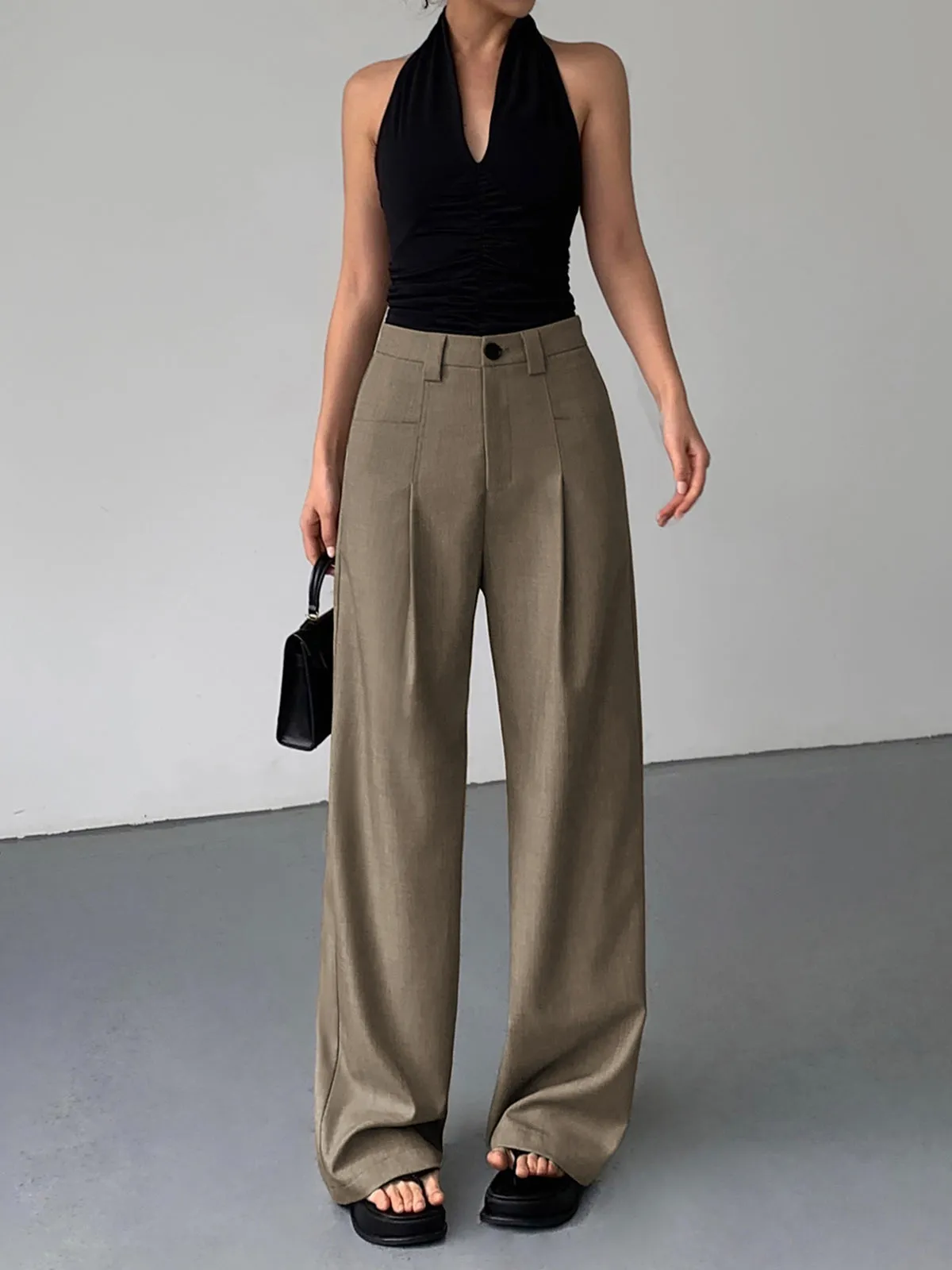 Divine Pleat Wide Trendy Leg Dress Pants