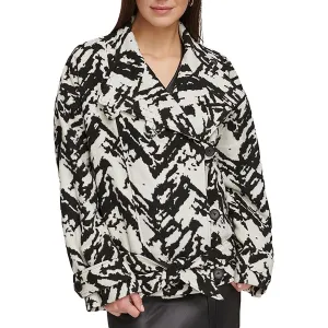 DKNY Womens Jacquard Printed Trench Coat