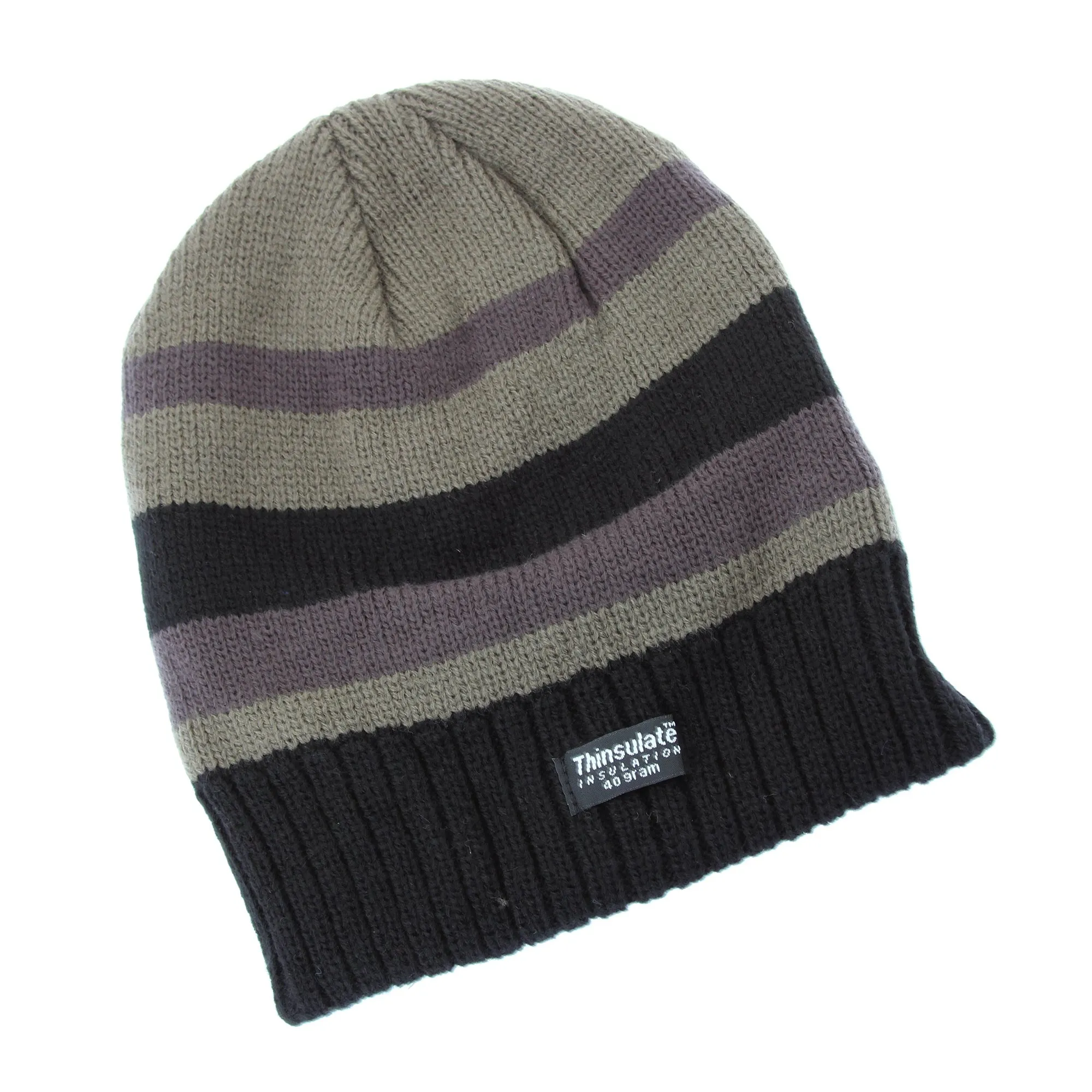 FLOSO Mens Striped Thermal Thinsulate Winter Hat (3M 40g)