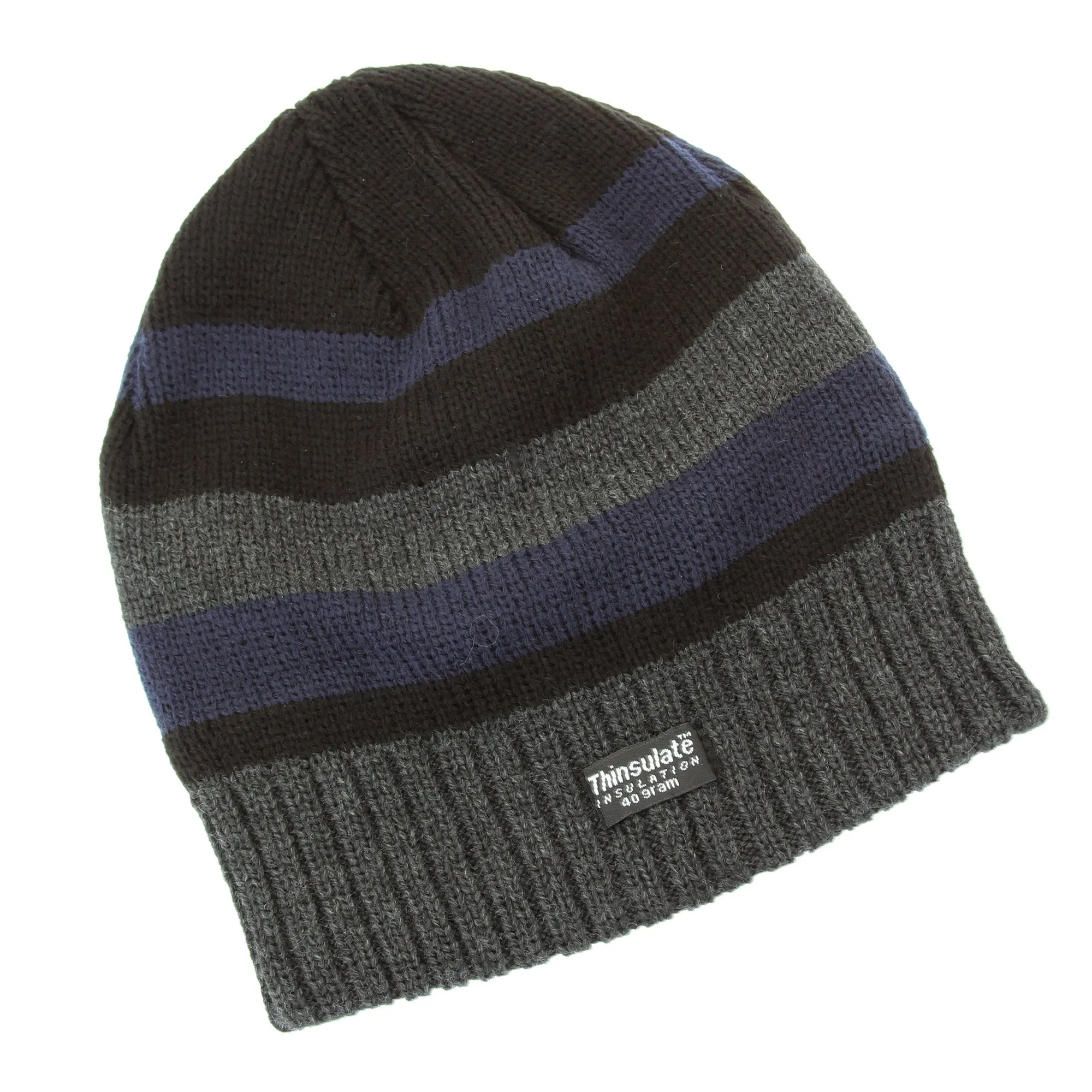 FLOSO Mens Striped Thermal Thinsulate Winter Hat (3M 40g)