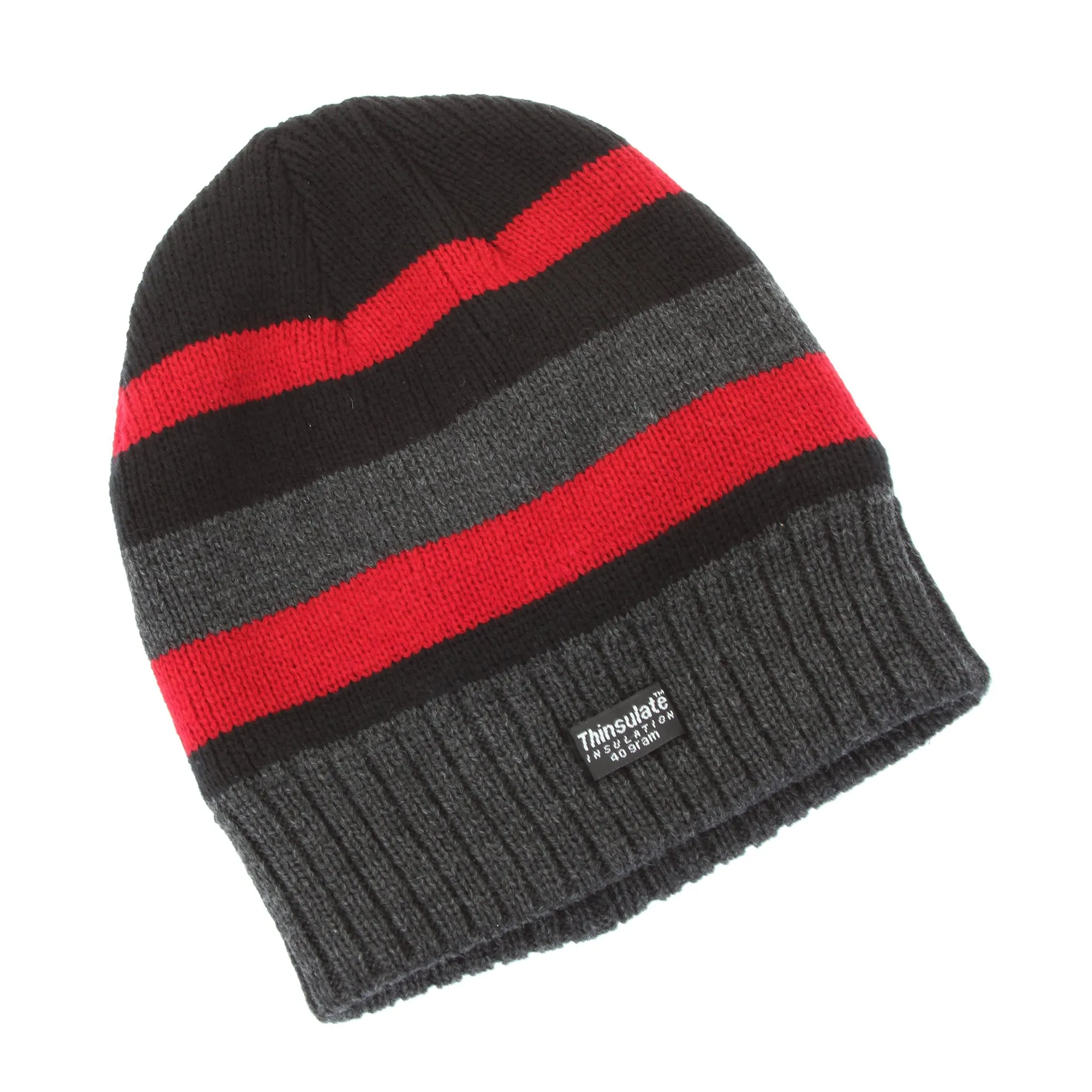 FLOSO Mens Striped Thermal Thinsulate Winter Hat (3M 40g)