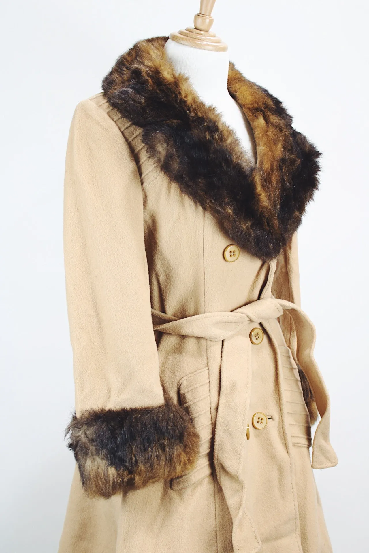 Fur Trim Camel Coat