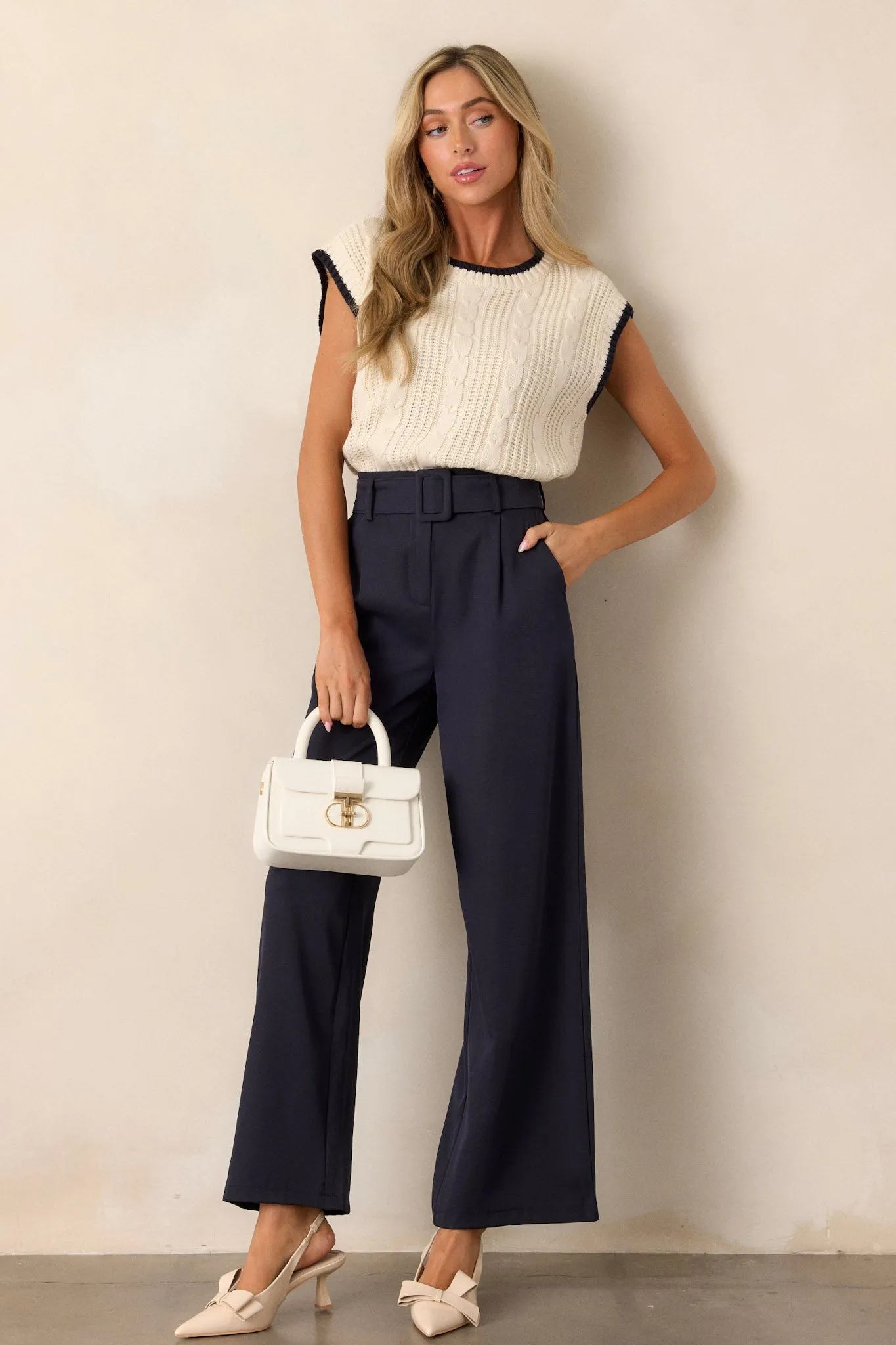 Gone Again Navy Belted Pants