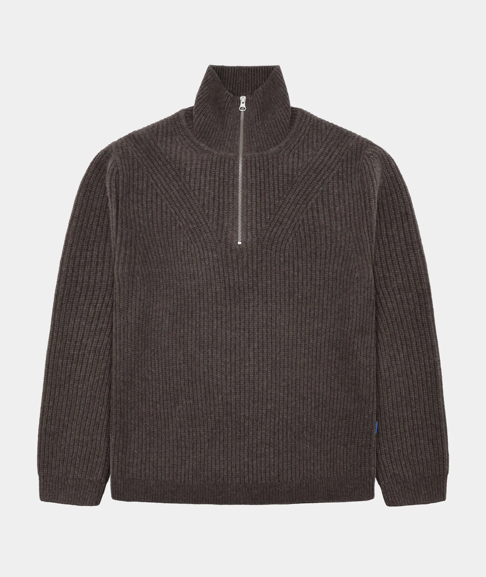 Half Zip Wool Knit - Dark Taupe Melange