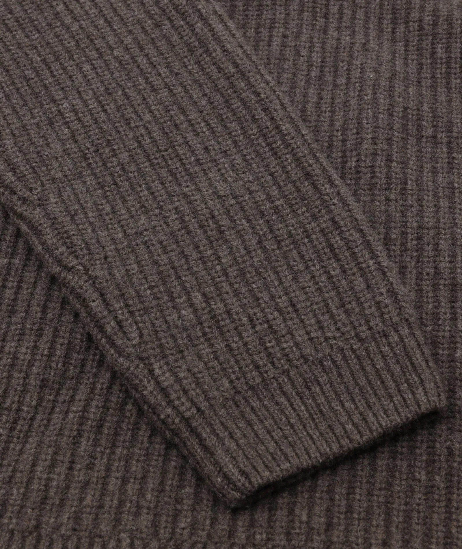 Half Zip Wool Knit - Dark Taupe Melange