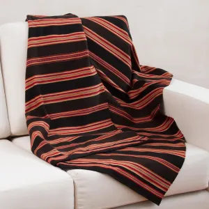 Handwoven Brown and Red Alpaca Blend Throw - Mountain Deity | NOVICA