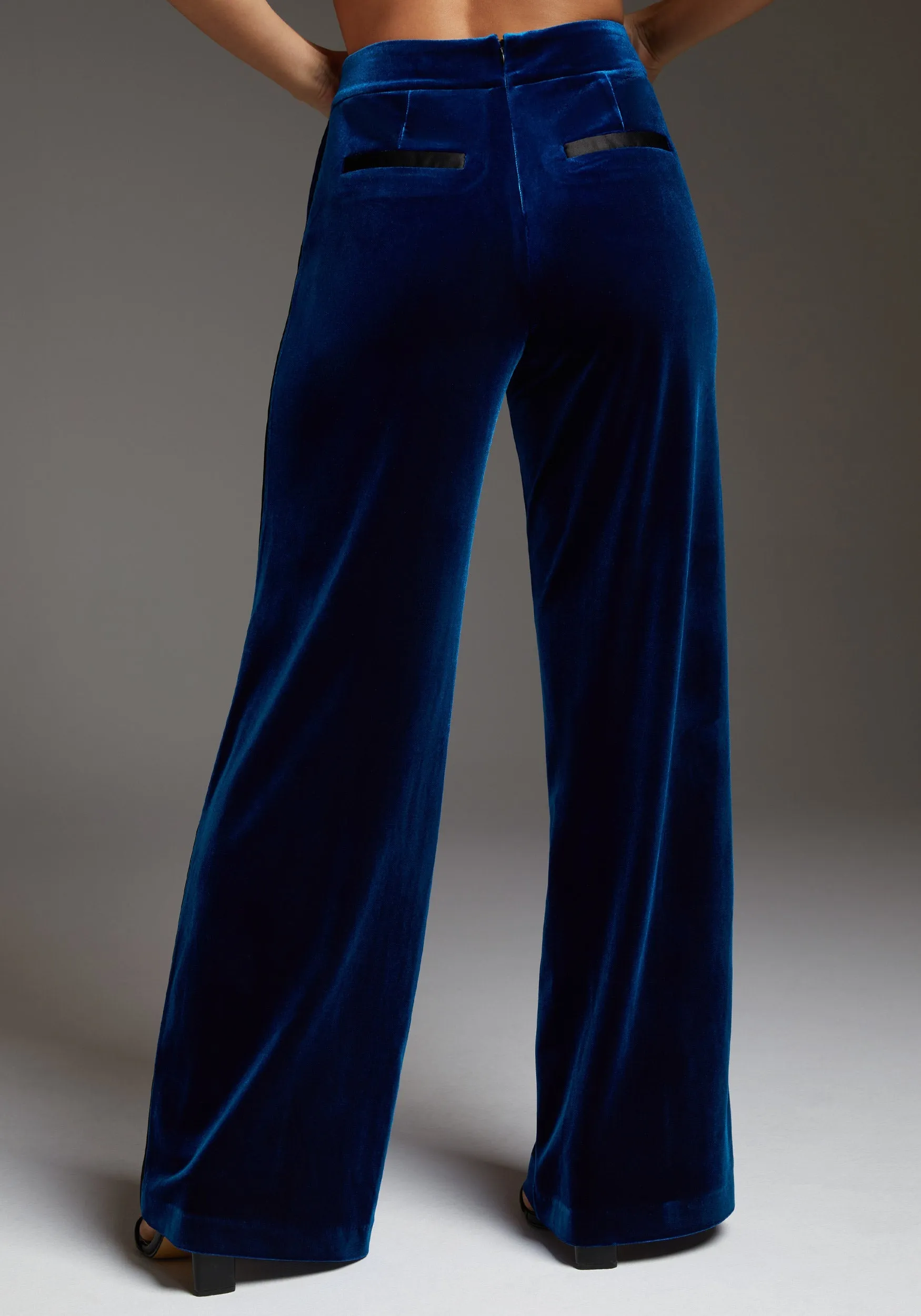 High Waist Velour Wide Leg Pant