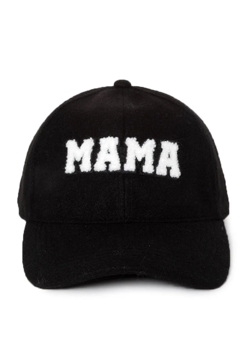 LCAP3034 - Chenille MAMA Patch Wool Touch Baseball Cap