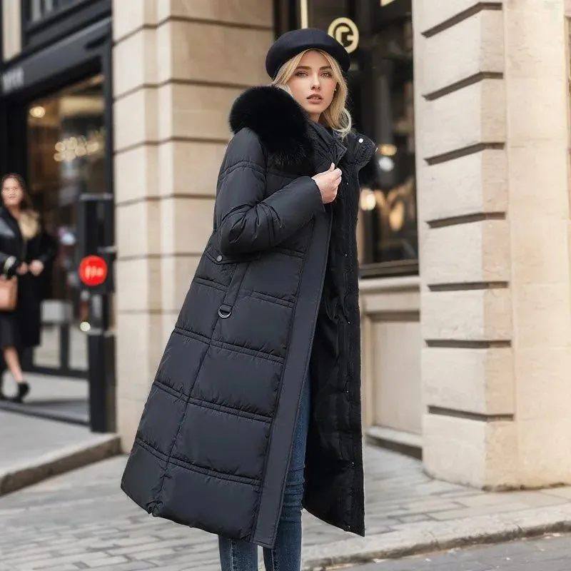 Long Fur-Trimmed Puffer Coat