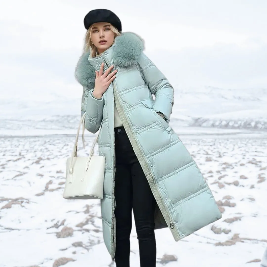 Long Fur-Trimmed Puffer Coat