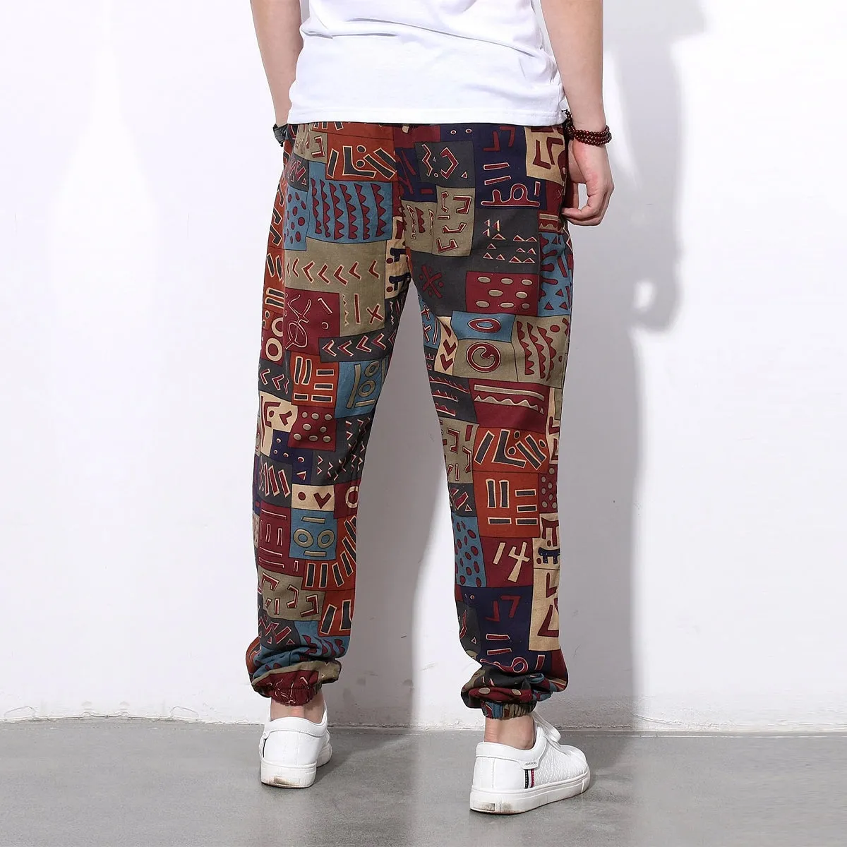 Loose Geomatric Prints StreetWear Jogger Breathable Casual Harem Pants for Men & Women