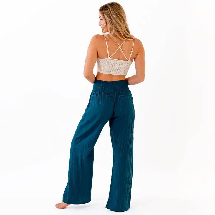 LOTUS AND LUNA WIDE LEG COTTON PANTS PACIFIC