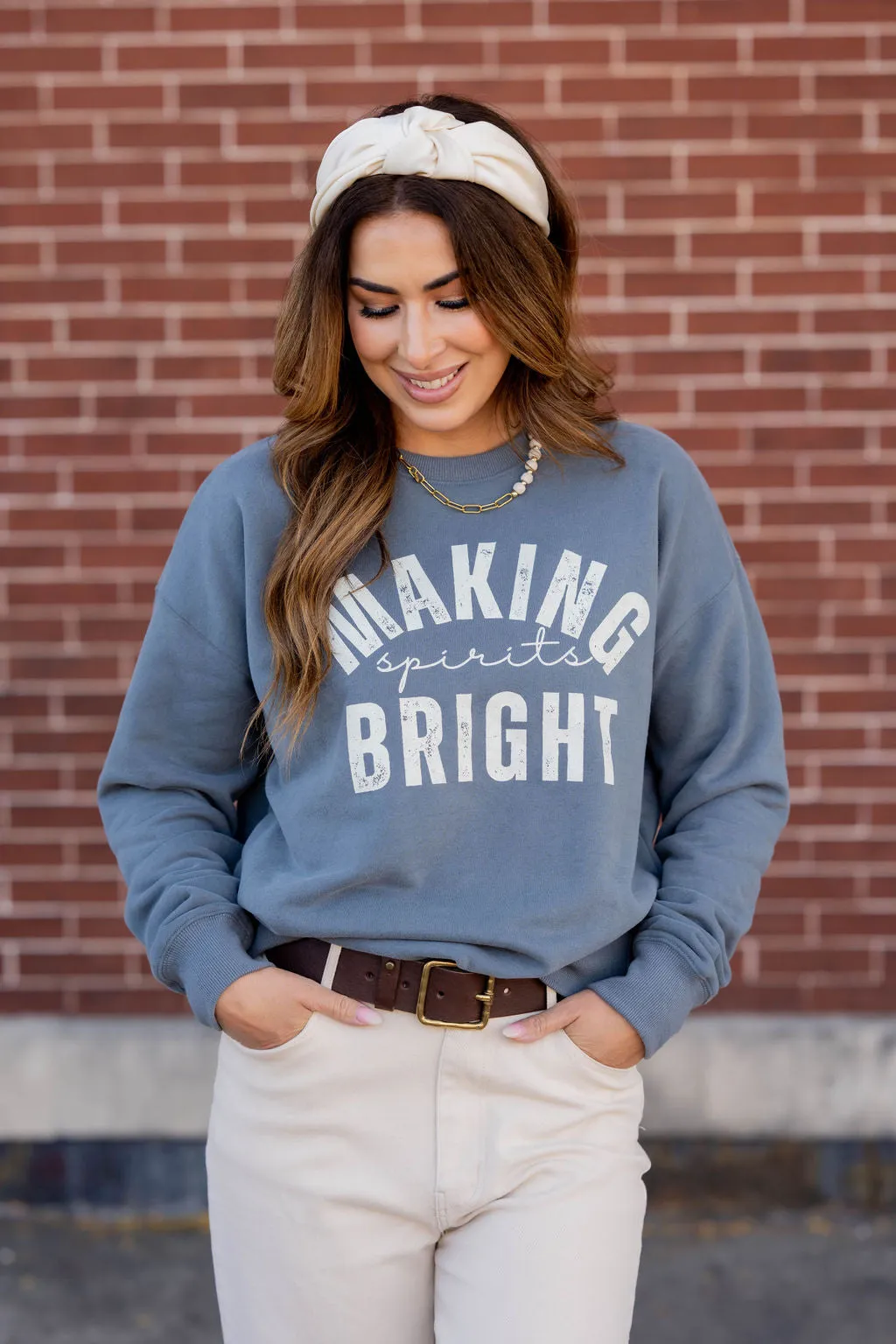 Making Spirits Bright Festive Graphic Crewneck