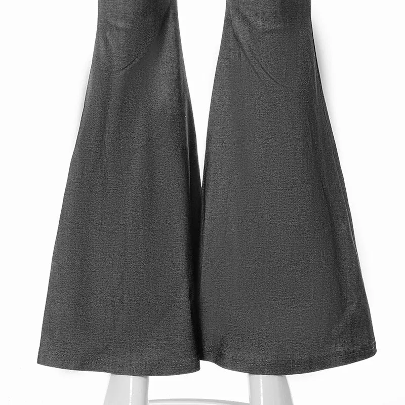 MB FASHION High-Waisted Flared Pants with Ruched Drawstring Waist 315T