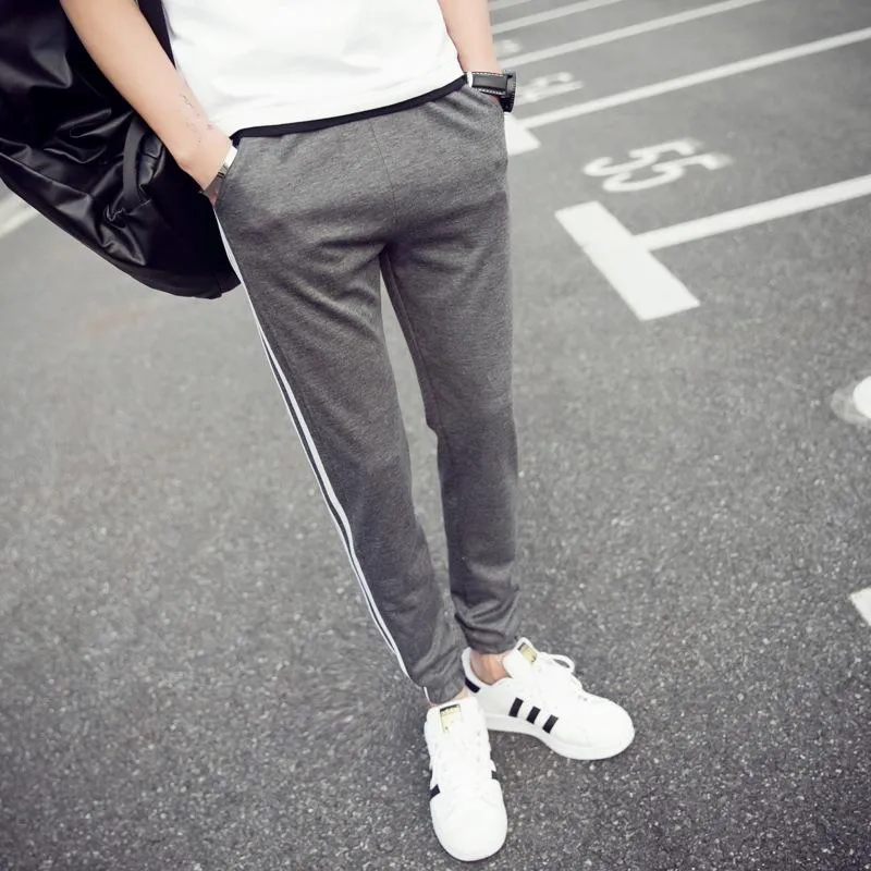 Men Korean Slimming Striped Trendy Plus Size Casual Sporty Jogger Long Pants