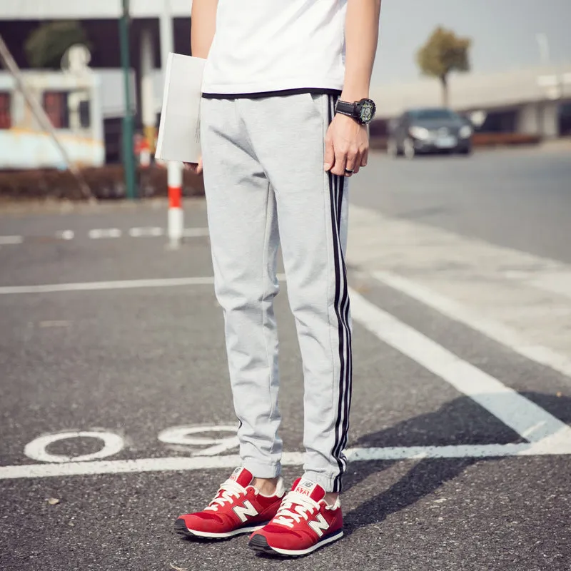 Men Korean Slimming Striped Trendy Plus Size Casual Sporty Jogger Long Pants