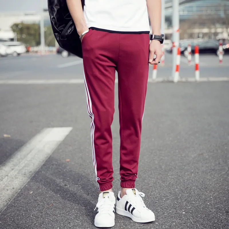 Men Korean Slimming Striped Trendy Plus Size Casual Sporty Jogger Long Pants