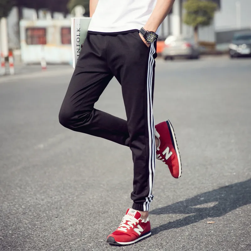 Men Korean Slimming Striped Trendy Plus Size Casual Sporty Jogger Long Pants