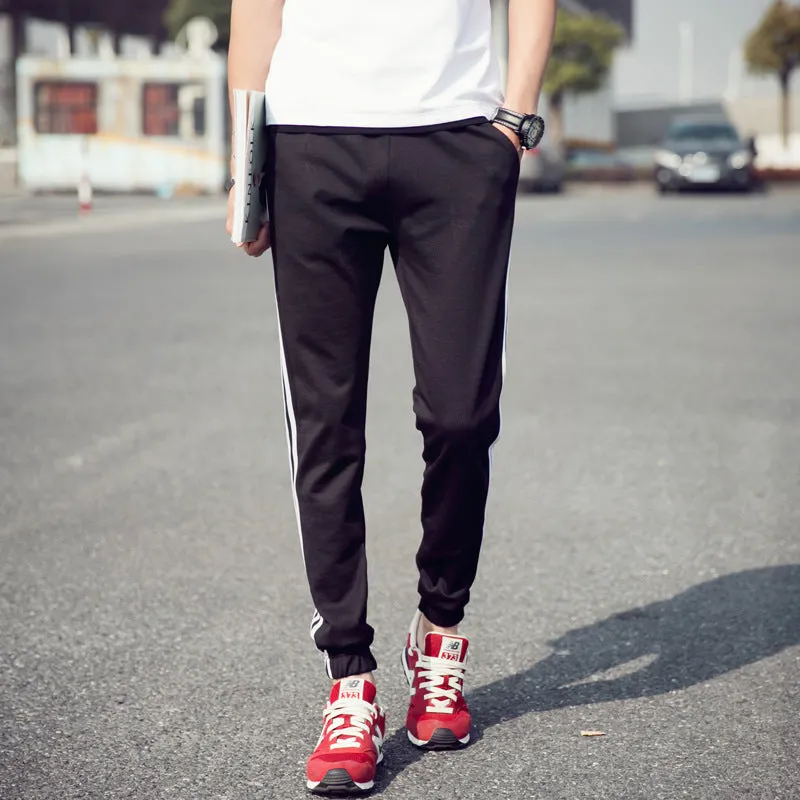 Men Korean Slimming Striped Trendy Plus Size Casual Sporty Jogger Long Pants