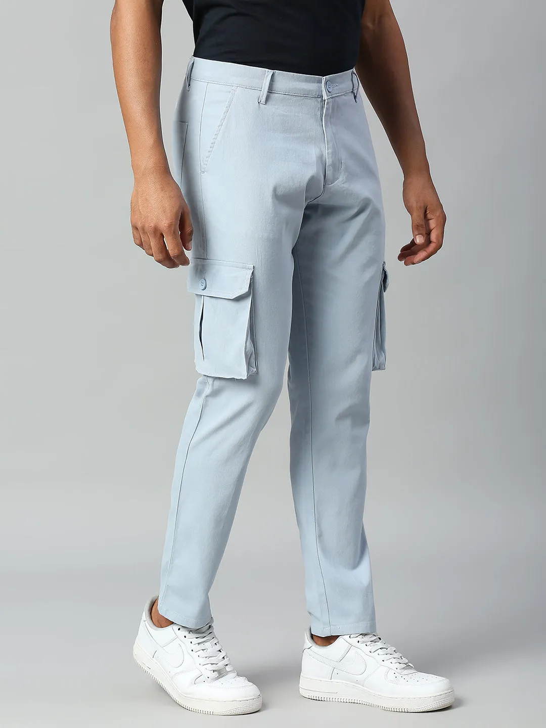 Men's Tapered Fit Cotton Cargo (Light Blue)