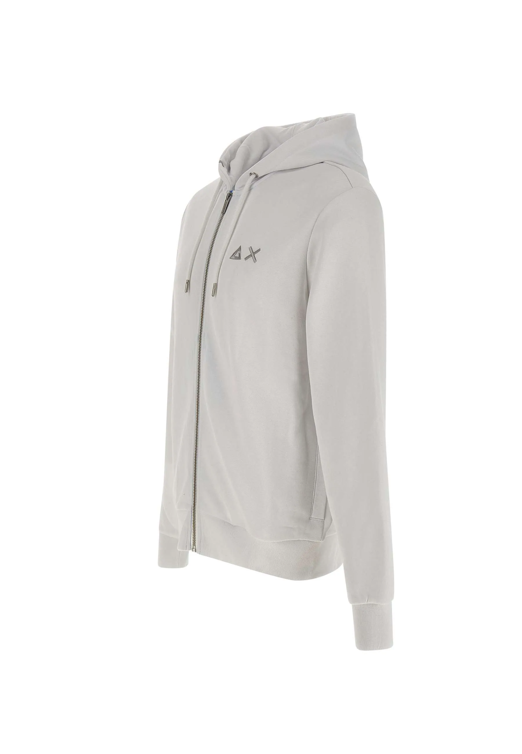 Men's White Cotton Zip Hoodie