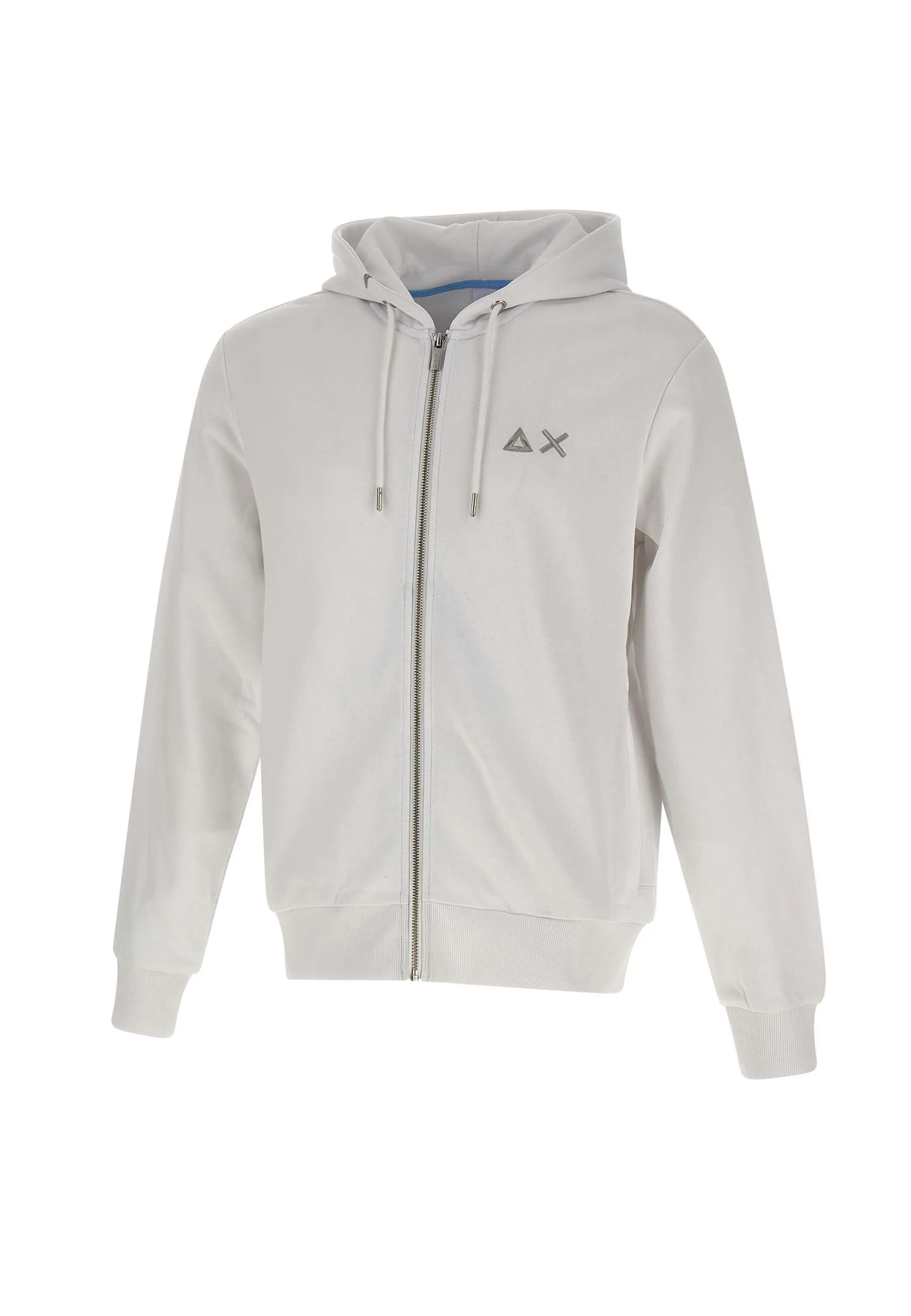 Men's White Cotton Zip Hoodie