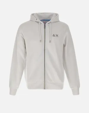 Men's White Cotton Zip Hoodie