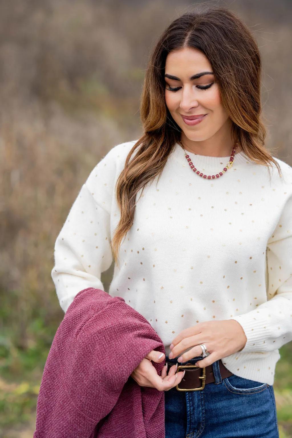 Metallic Dotted Sweater