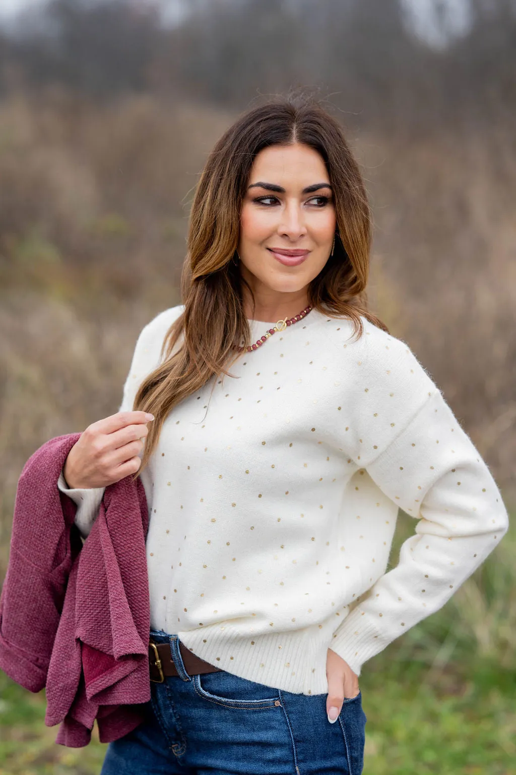 Metallic Dotted Sweater