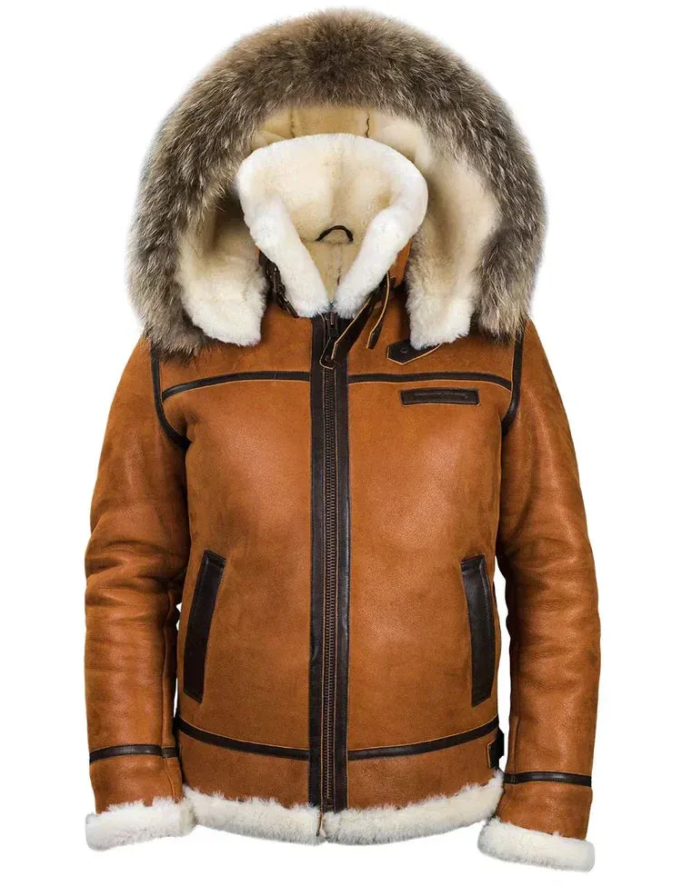 Meti - sheepskin jacket with fur hood