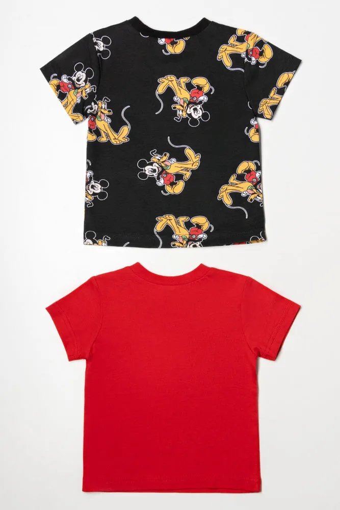 Mickey Mouse 2 Pack T-Shirts Red And Black