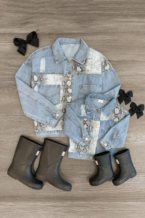 Mom & Me - Snakeskin Denim Jacket