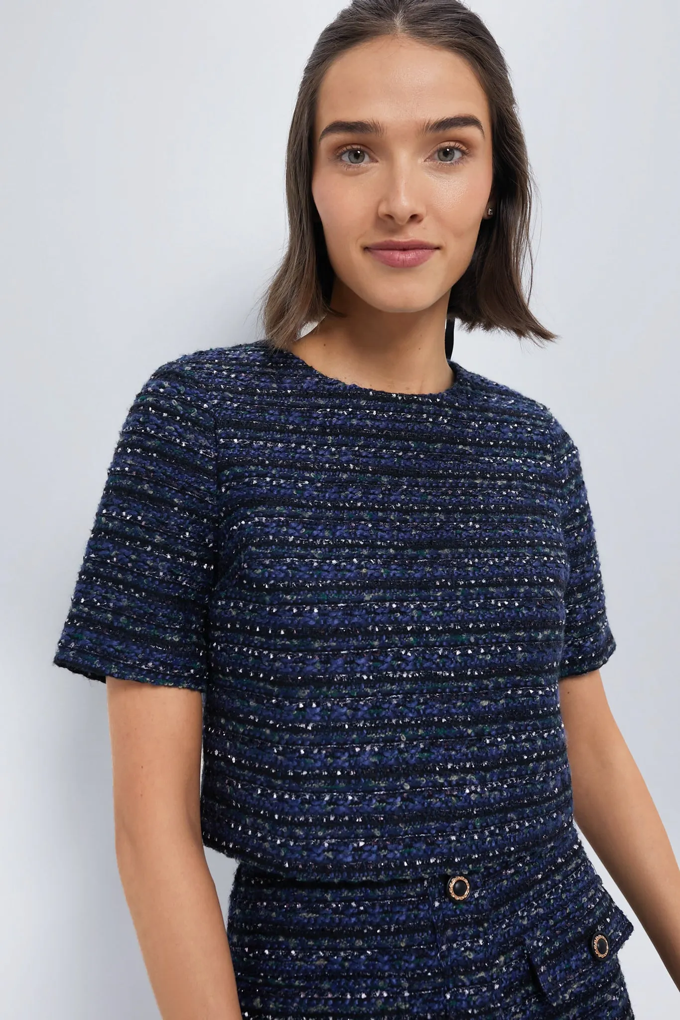 Navy Tweed Georgie Top